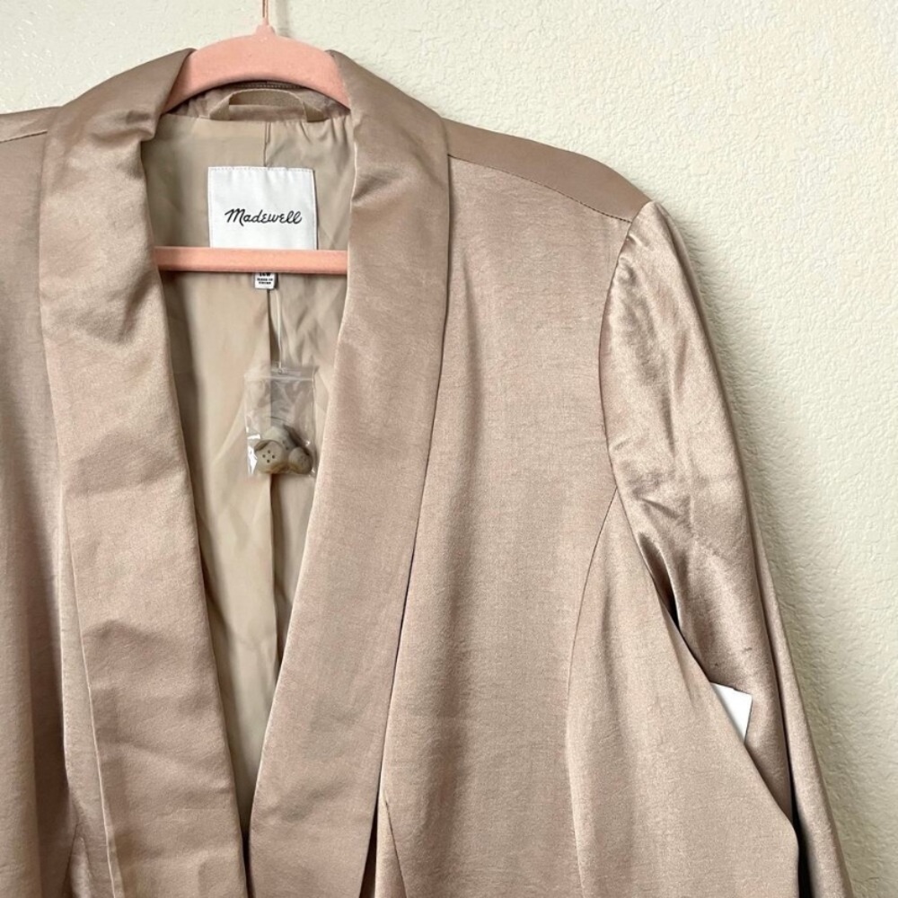 Madewell women’s BlazerTaupe Gold Satin Shawl‎ Collar  Zise 16W NEW - Picture 5 of 16